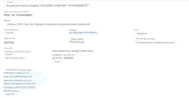 Kyivmiskbud registered as a communal enterprise