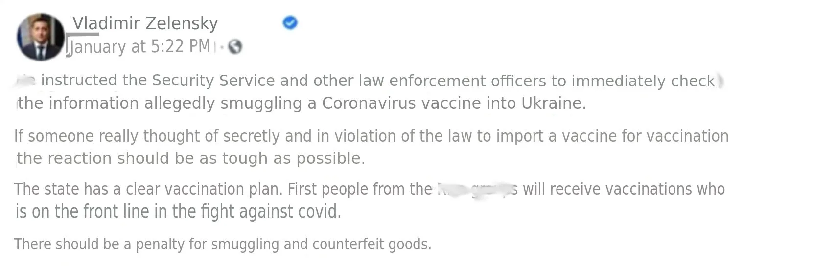 Zelensky (who also received the smuggled shot) called to 'investigate' the case.